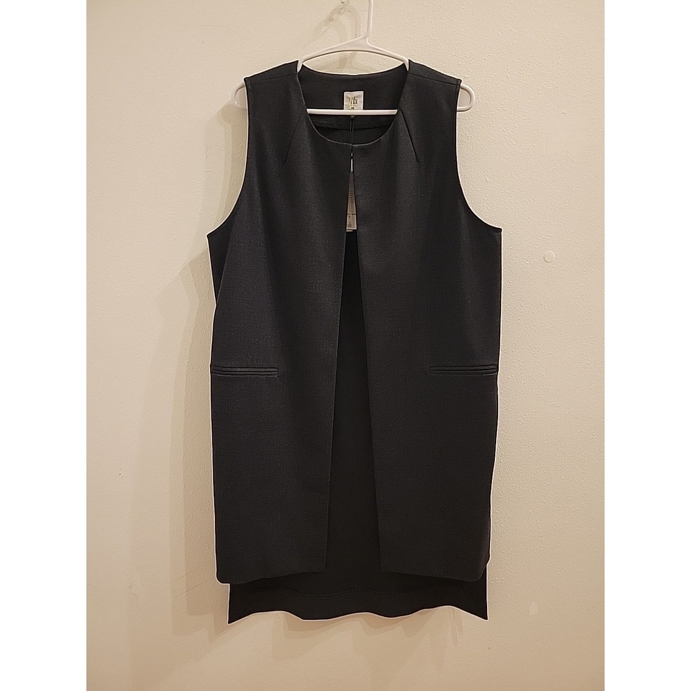 Cabi Drafting Vest M Gray Longline Vest Womens Open Front Career Office Layer